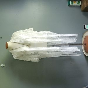 Emerette, white, lace, fringed, coverlet, size medium